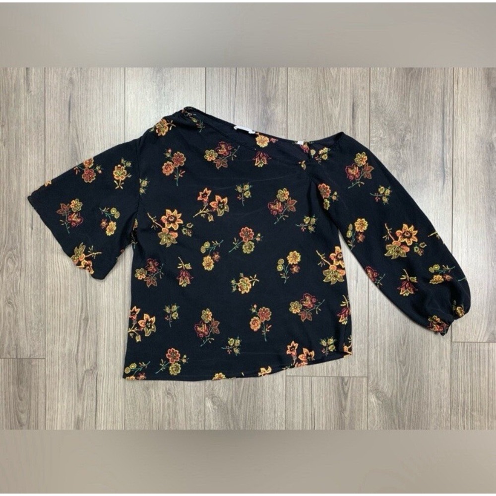 A.L.C. Marissa Floral Silk Blouse Asymmetrical Sz‎ 10